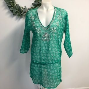 PRIYA Women’s Green Floral Swim Cover Up
